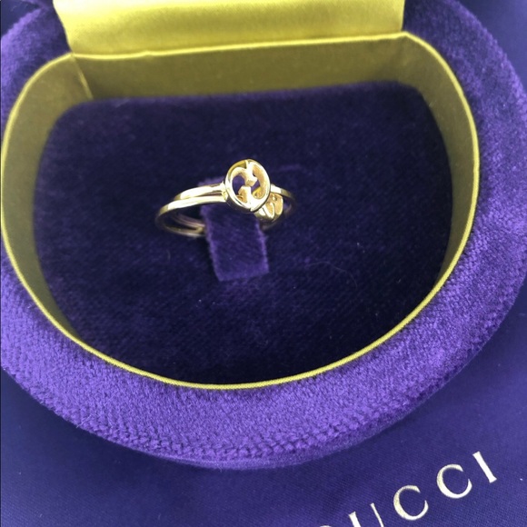 Gucci 1973 style GG double connected ring 18k Gold NEW IN BOX w/ POUCH AS SHOWN - Picture 11 of 11